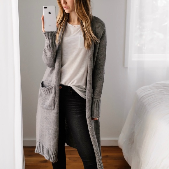 11thstreet Sweaters - Long Gray Cozy Sweater Cardi